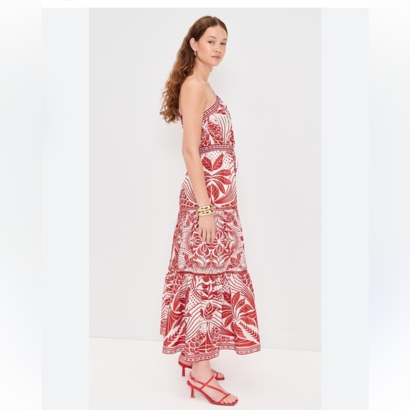 Farm Rio one shoulder red and white maxi dress​ - Picture 2 of 11